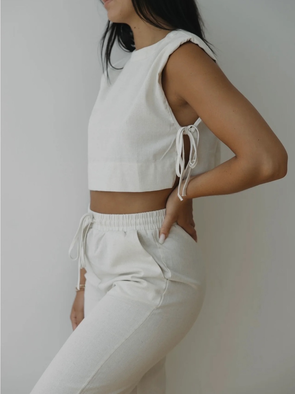 Linen Two Piece Wide Leg Pants Set - Picture 8 of 8